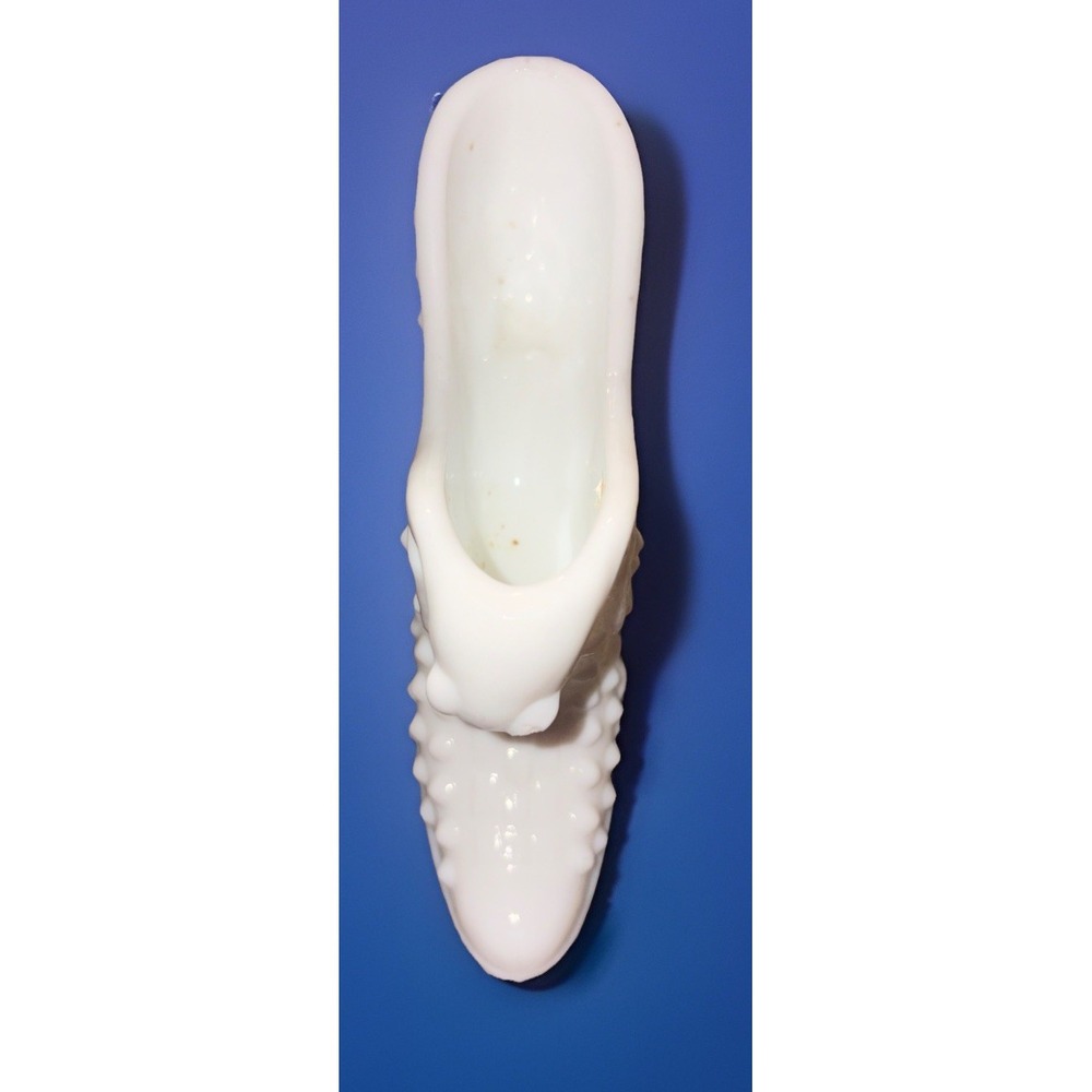 VINTAGE FENTON CAT SLIPPER SHOE HOBNAIL WHITE MILK GLASS - Picture 5 of 5